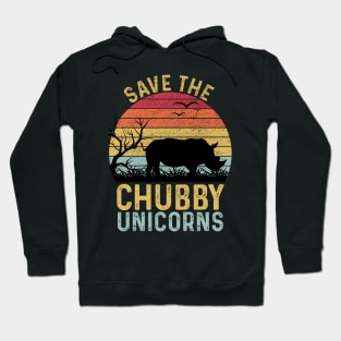 Save The Chubby Unicorns Vintage Funny Rhino Hoodie